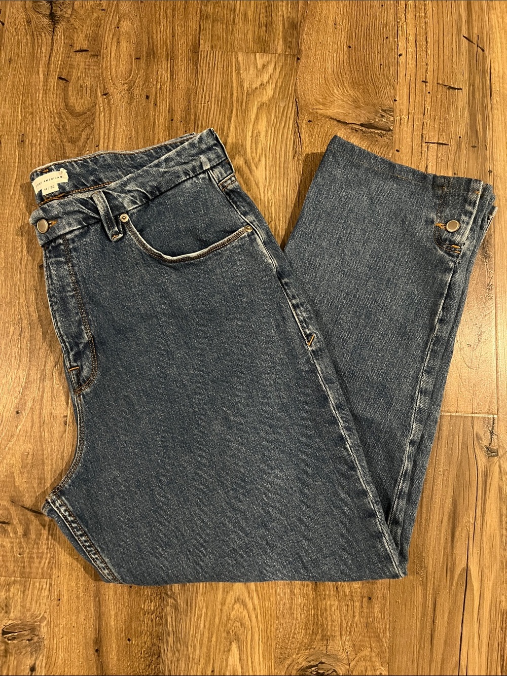 Good American Dark Blue Cropped Ankle Jeans